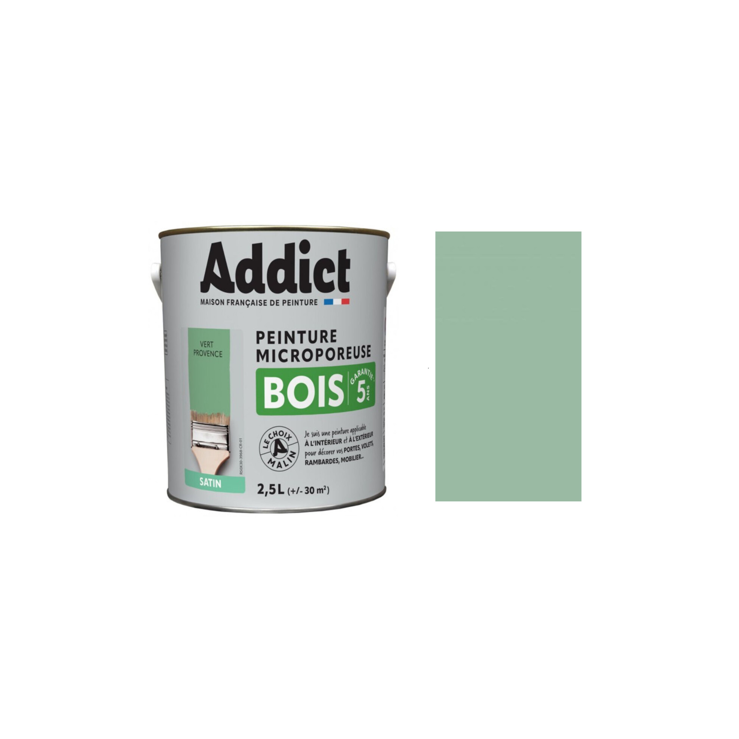 Peinture spéciale bois, vert provence satin, 2.5 L ADDICT' PEINTURE ADD111998