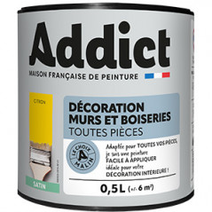 PINTURA PARA PAREDES Y MOLDURAS SATINADO ADDICT 0,5 LITRO ADD111905