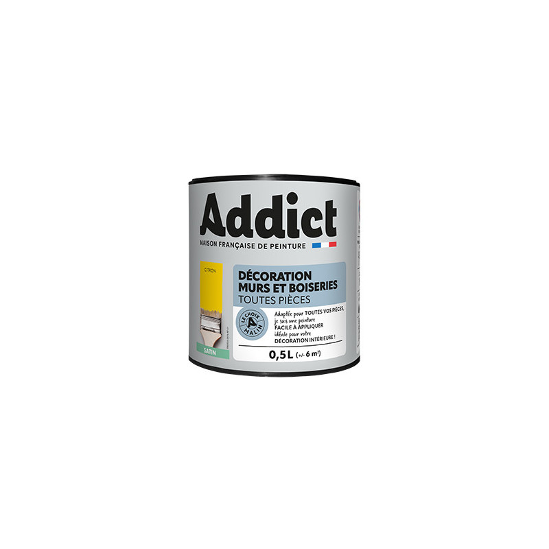 Pintura para paredes y molduras satinado ADDICT 0,5L limón