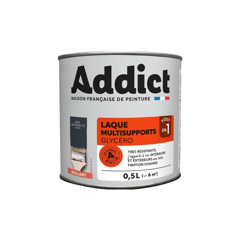 Peinture multi-supports brillante ADDICT 0,5L gris anthracite