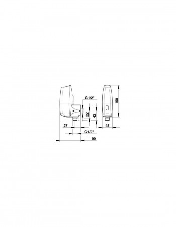 Electronic tap Sensao 8400N urinal wall-mounted angle PRESTO 55371 - Image 2/2