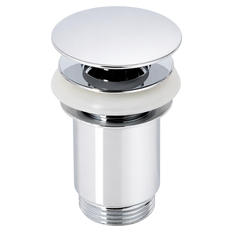 Wastafelplug grote Click-Clack met verchroomd messing
