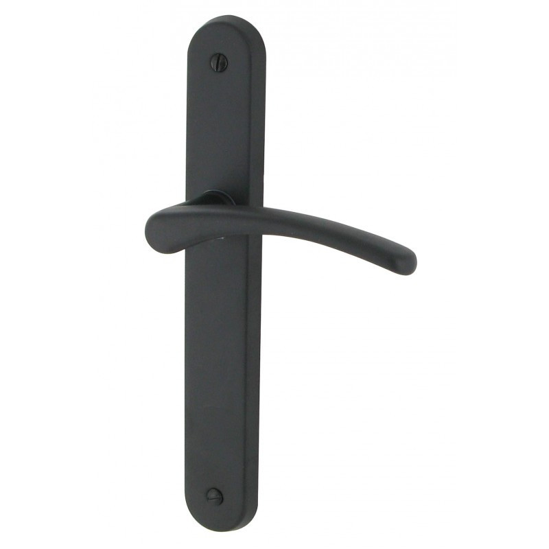 Ensemble poignée de porte sur plaque Cluses DT2000 Aluminium noir mat bec de cane