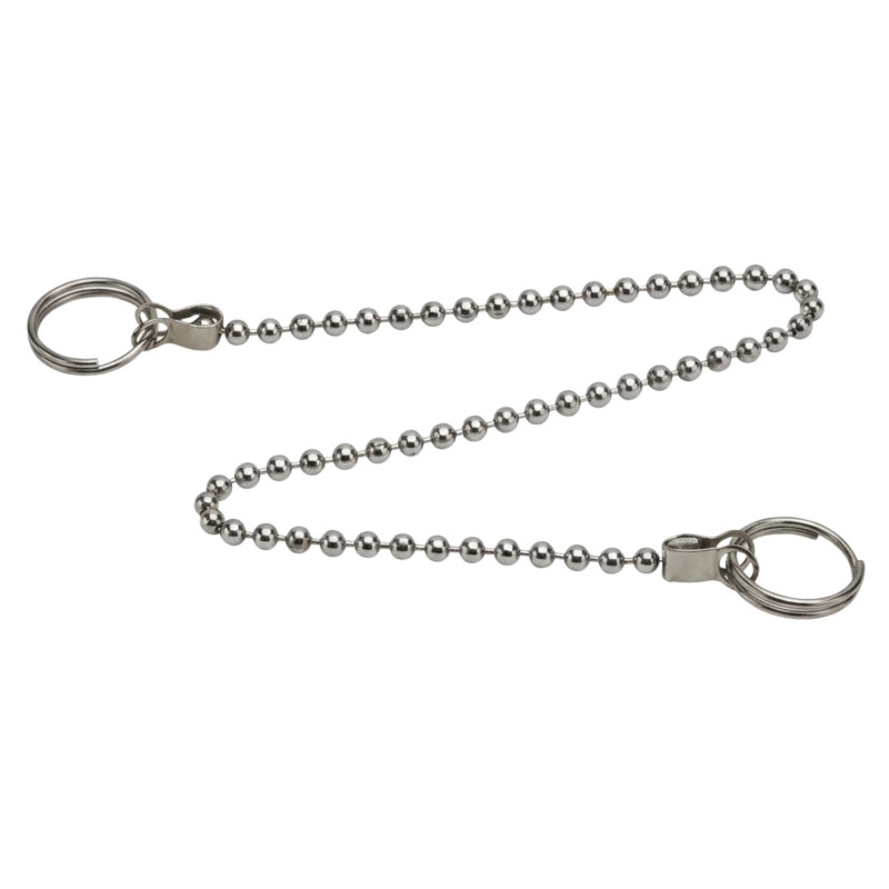 Stainless steel beaded chain D. 3.2 mm, L. 250 mm with split rings Stainless steel beaded chain D. 3.2 mm, L. 250 mm with split rings