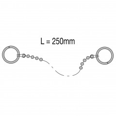 Stainless steel beaded chain D. 3.2 mm, L. 250 mm with split rings