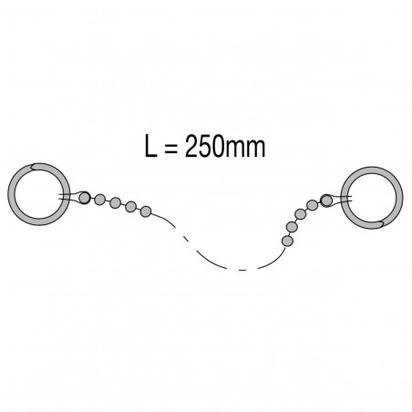 Stainless steel beaded chain D. 3.2 mm, L. 250 mm with split rings
