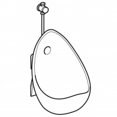 Pack Urinal aus Steinzeug Aubagne mit Siphon und zeitgesteuertem Druckknopf-Wasserhahn, sichtbare Zuleitung und Abfluss