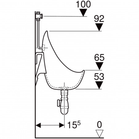 Pack urinoir grès Aubagne avec siphon et robinet poussoir temporisé, alimentation et sortie apparente ALLIA 08363900000300...