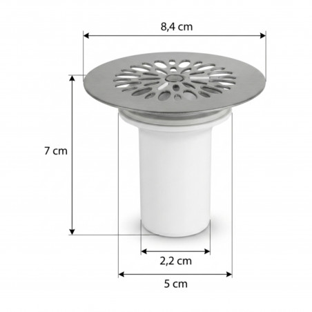 Tasse de bonde grille inox 84 mm pour receveur douche trou de 60 mm SAS 0411242 - Image 3/7