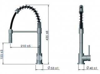 Hochdruck-Wasserhahn mit abnehmbarer Handbrause 1 Strahl, verchromtes Messing