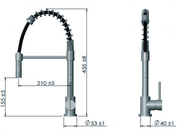 Grifo de fregadero alto con resorte y KRAMER CU671CR10XZ