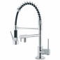 High kitchen sink mixer tap with 1 jet hand shower and movable spout in chrome