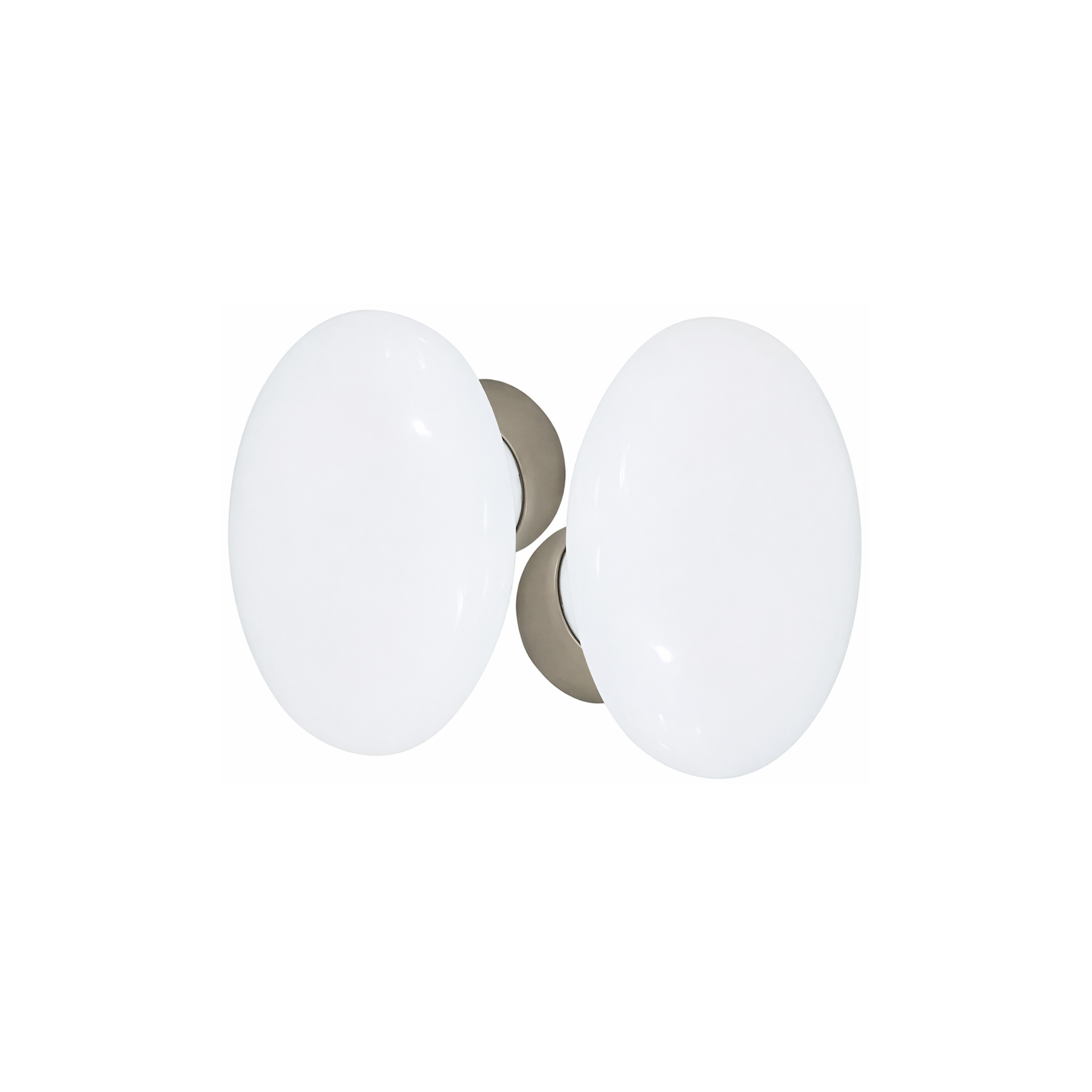 Ensemble de poignées double ovale en porcelaine blanche, finition nickelée satinée DT 254363