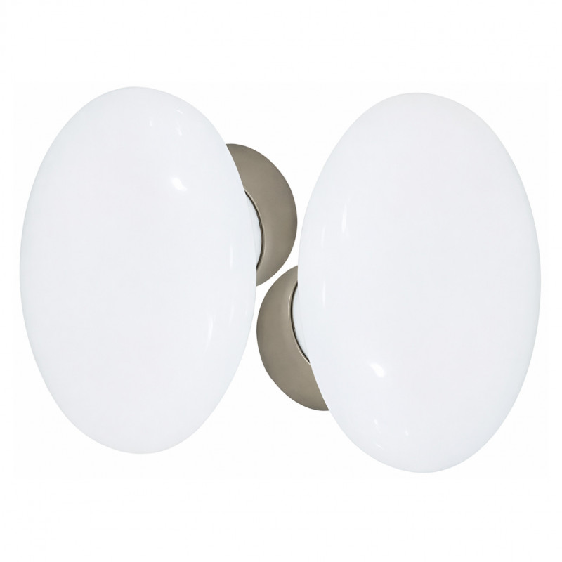 Ensemble de poignées double ovale en porcelaine blanche, finition nickelée satinée