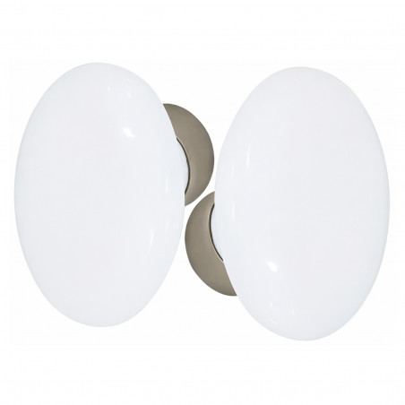Ensemble de poignées double ovale en porcelaine blanche, finition nickelée satinée