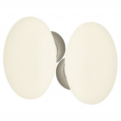 Ensemble de poignées double ovale en porcelaine écru, finition nickelée satinée DT 253563
