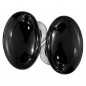 Set of double oval handles in black porcelain, satin nickel finish