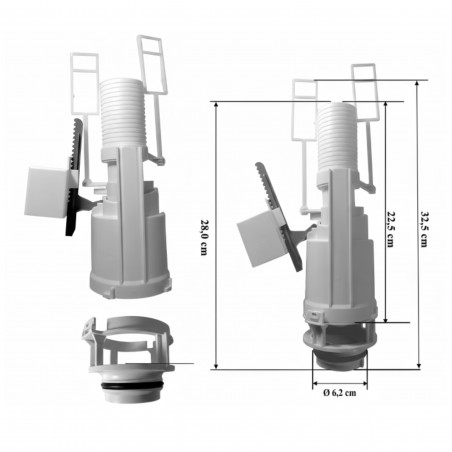 Unterputz-WC-Mechanismus AQUA S für Siamp Verso 350, Sensa, Adesio, Doppelspülung