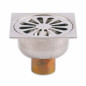 Sifón de suelo para ducha a ras de suelo salida vertical Ø40 mm, rejilla de inox, cuerpo de latón