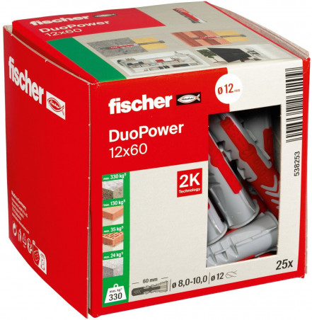 FISCHER DUOPOWER DÜBEL 12X60 PACKUNG MIT 25 STÜCK 538253