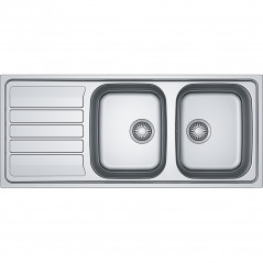 Gootsteen inox voor inbouw 2 cuves 1 afdruiprek FRANKE 1160x500mm model FLASH621 101.0713.199 - Afbeelding 1/2