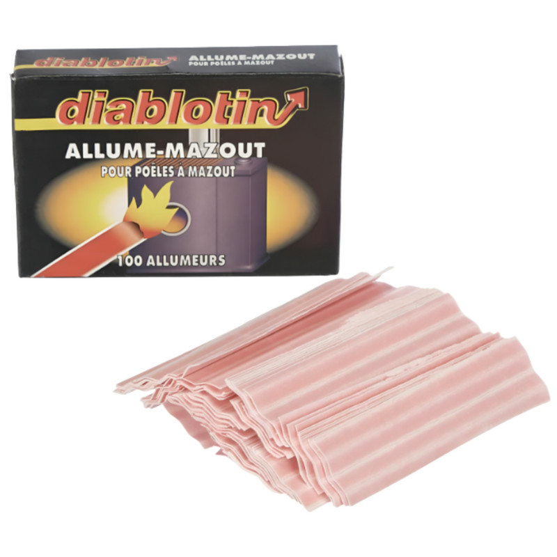 Allume-mazout DIABLOTIN voor oliehaard en olieboiler, doos van 100 eenheden