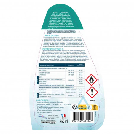 Wyritol spray limpiador manos y superficies 750ml 566712
