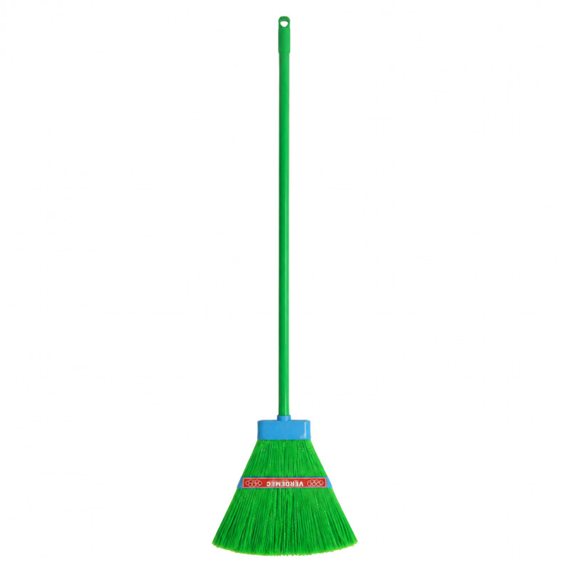 Verdemec broom made of green synthetic fibers with handle