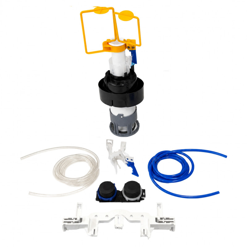Double flow pneumatic mechanism for concealed cistern OLI