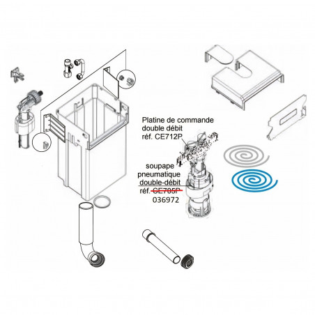 Double flow pneumatic mechanism for cistern 036972