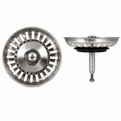 Inox mand 79 mm classic multiray afvoerplug automatische gootsteen, verstelbare hoogte LB PLAST 1158-RA - Afbeelding 1/5