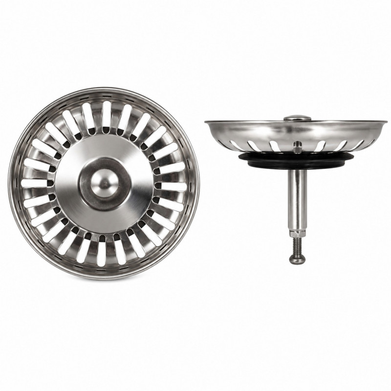 Edelstahlkorb 79 mm classic multiray Ablaufventil Spüle automatisch, höhenverstellbar Edelstahlkorb 79 mm classic multiray Ablaufventil Spüle automatisch, höhenverstellbar