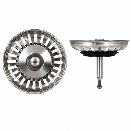 Cesta de acero inoxidable 79 mm classic multiray válvula de desagüe fregadero automática, altura ajustable LB PLAST 1158-RA - Im