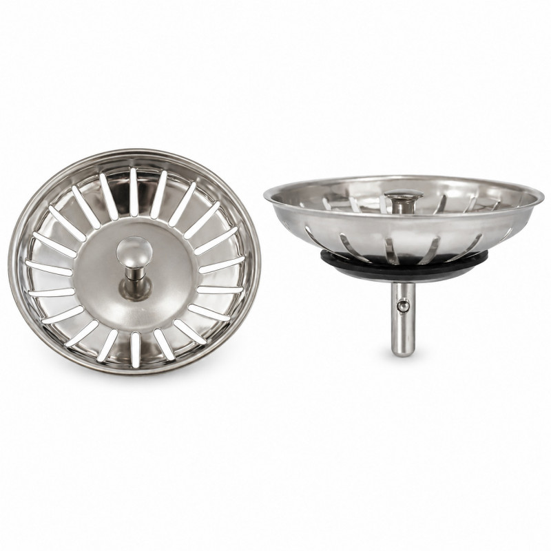 Panier inox 83 mm à bille pour bonde évier manuel, hauteur 55 mm Panier inox 83 mm à bille pour bonde évier manuel, hauteur 55 mm