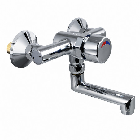 Miscelatore lavabo PRESTO a parete temporizzato con bocca girevole