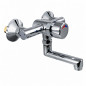 PRESTO wall-mounted timed washbasin mixer with swivel spout