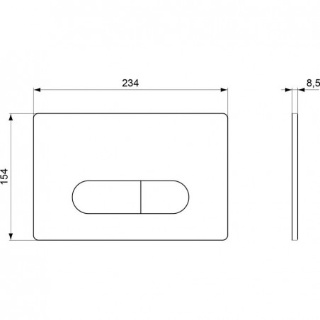 PLAQUE DE COMMANDE IDEAL STANDARD OLEAS M1 CHROMEE MAT -254X154X8,5MM