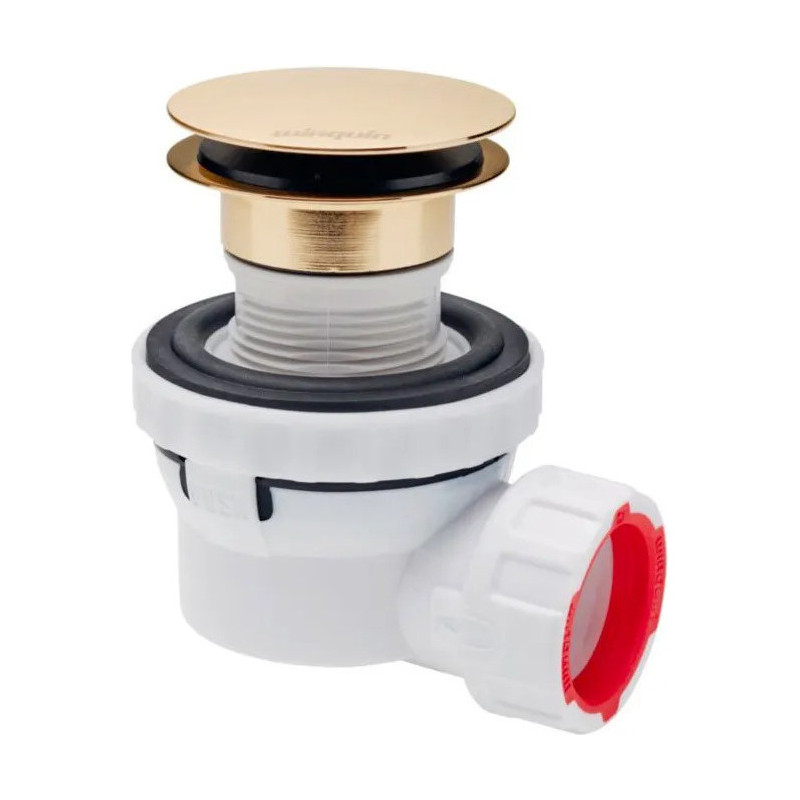 Ablaufventil Waschbecken Quick-Clac gebürstetes Gold Wirquin kompakter Siphon Ablaufventil Waschbecken Quick-Clac gebürstetes Gold Wirquin kompakter Siphon