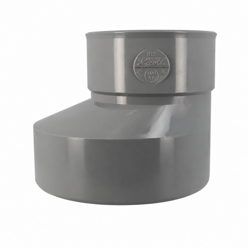 Eccentric PVC reducer 200/140 for drainage, male female Eccentric PVC reducer 200/140 for drainage, male female