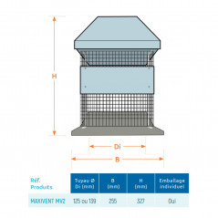 Extractor estatomecánico VTI MAXIVENT MV2 conducto individual Ø125/139 mm