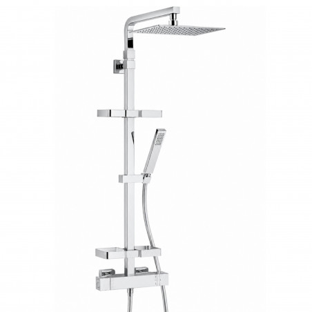 Colonne de douche thermostatique "Touareg" NF, laiton massif chromé, hauteur réglable