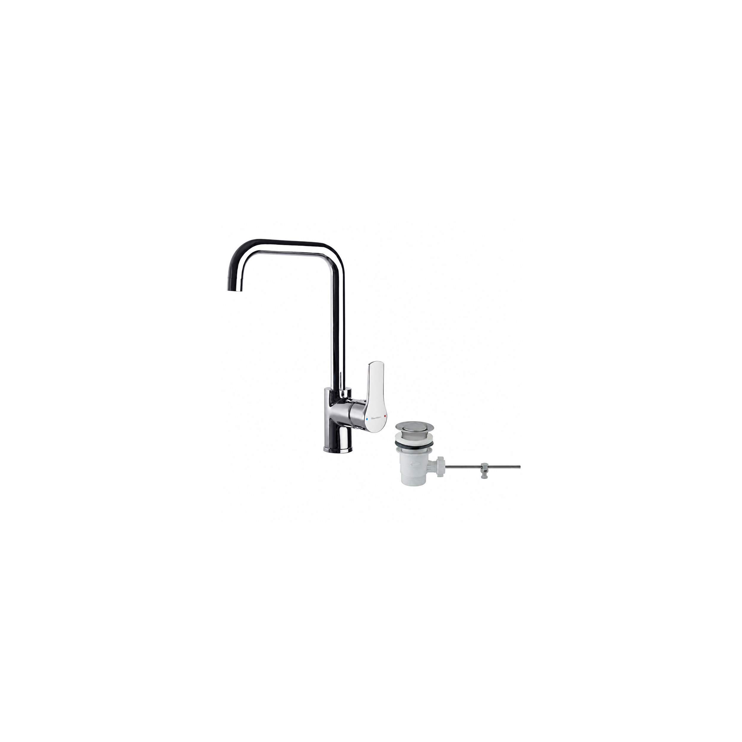 Robinet mitigeur lavabo Titanium bec haut chromé, vidage tirette RAMON SOLER 1811VA9065 - Image 1/3