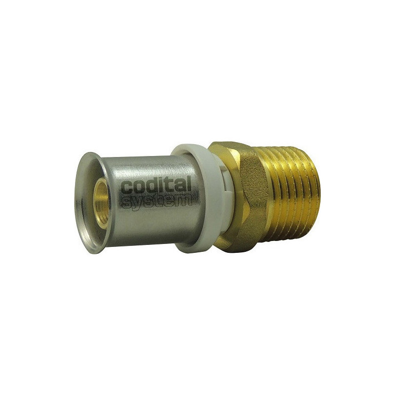 Fitting messing multicouche TH CODITAL 26mm recht M/M 20x27 Fitting messing multicouche TH CODITAL 26mm recht M/M 20x27