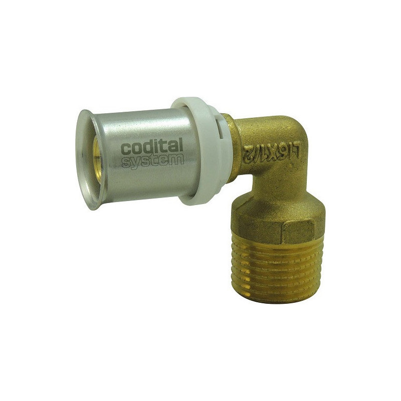 Coude laiton multicouche TH Codital 16mm male 15x21 Coude laiton multicouche TH Codital 16mm male 15x21