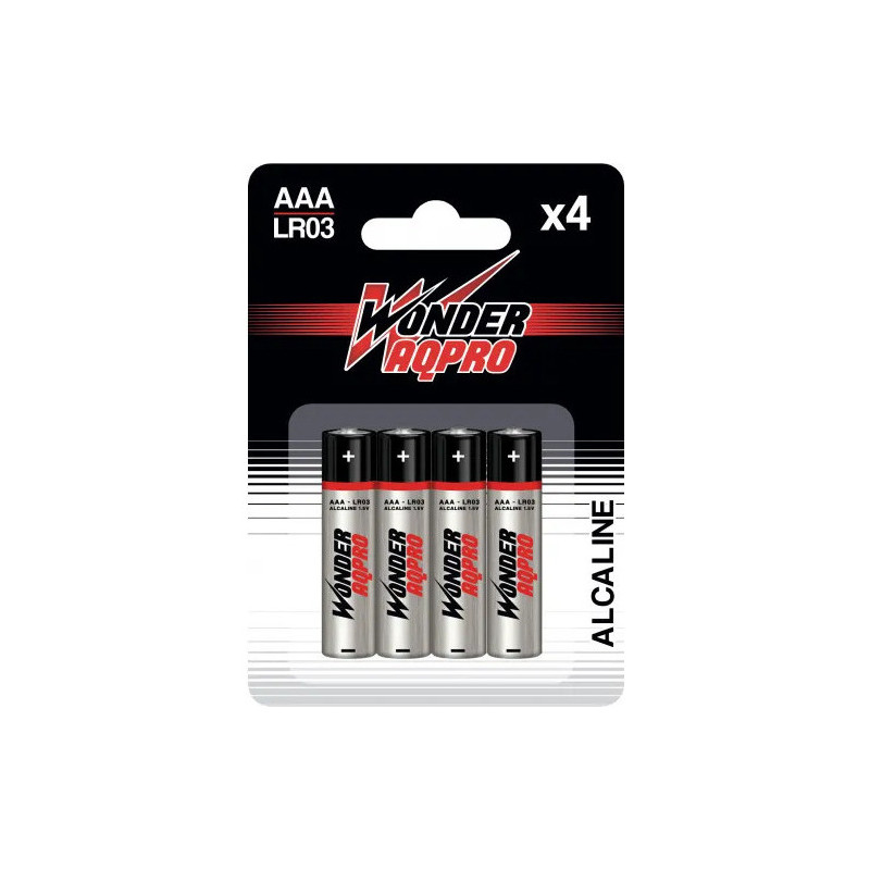 Batteria alcalina AAA WONDER AQPRO 1,5V uso polivalente confezione da 4