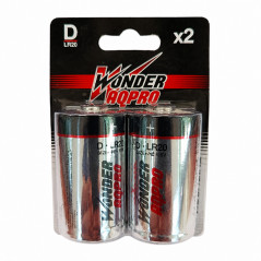Pile alcaline D  LR20  WONDER AQPRO haute performance lot de 2 WPLR20