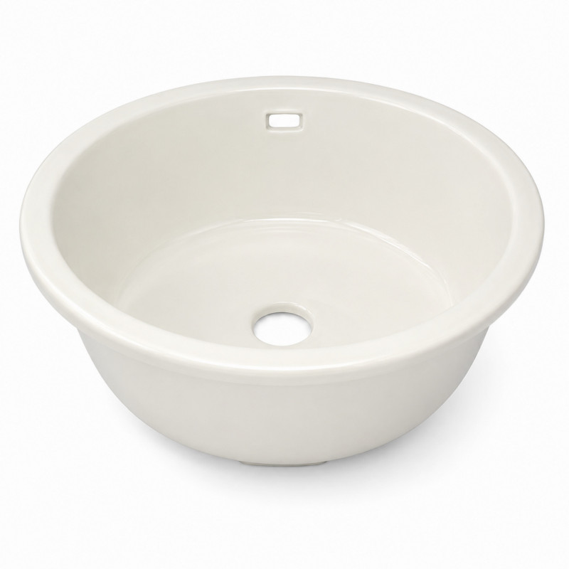 Round stoneware basin Selles Oleron bowl 455 mm waste outlet included for built-in installation