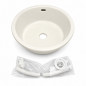 Round stoneware basin Selles Oleron bowl 455 mm waste outlet included for built-in installation