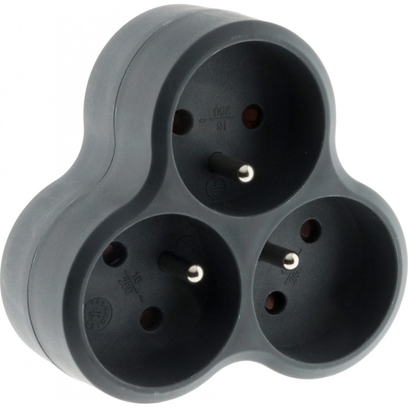 Zenitech 3x16A black bioplastic power strip
