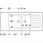 Lavello in ceramica 2 vasche da appoggio 140 x 60 Geberit Roanne con scolapiatti Lavello in ceramica 2 vasche da appoggio 140 x 60 Geberit Roanne con scolapiatti